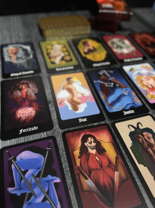 cult tarot cards laid out killerpancake illustration