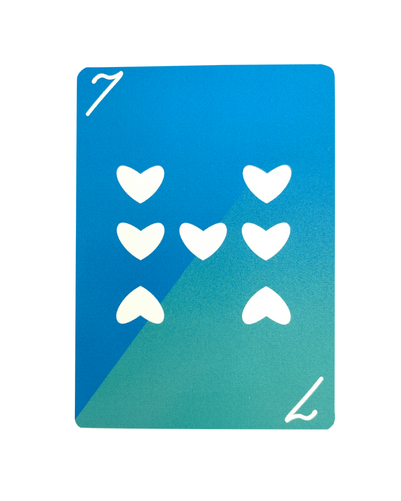 seven of hearts with blue gradient pattern