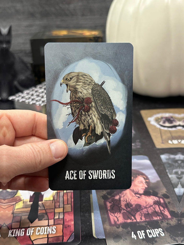 Goshawk Ace of Swords, HAUNTED: A Cursed Appalachian Tarot Deck